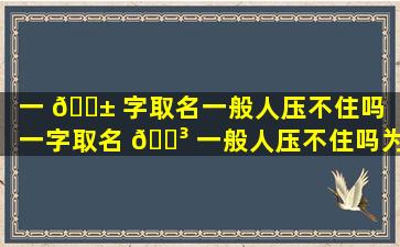 一 🐱 字取名一般人压不住吗（一字取名 🐳 一般人压不住吗为什么,万物）